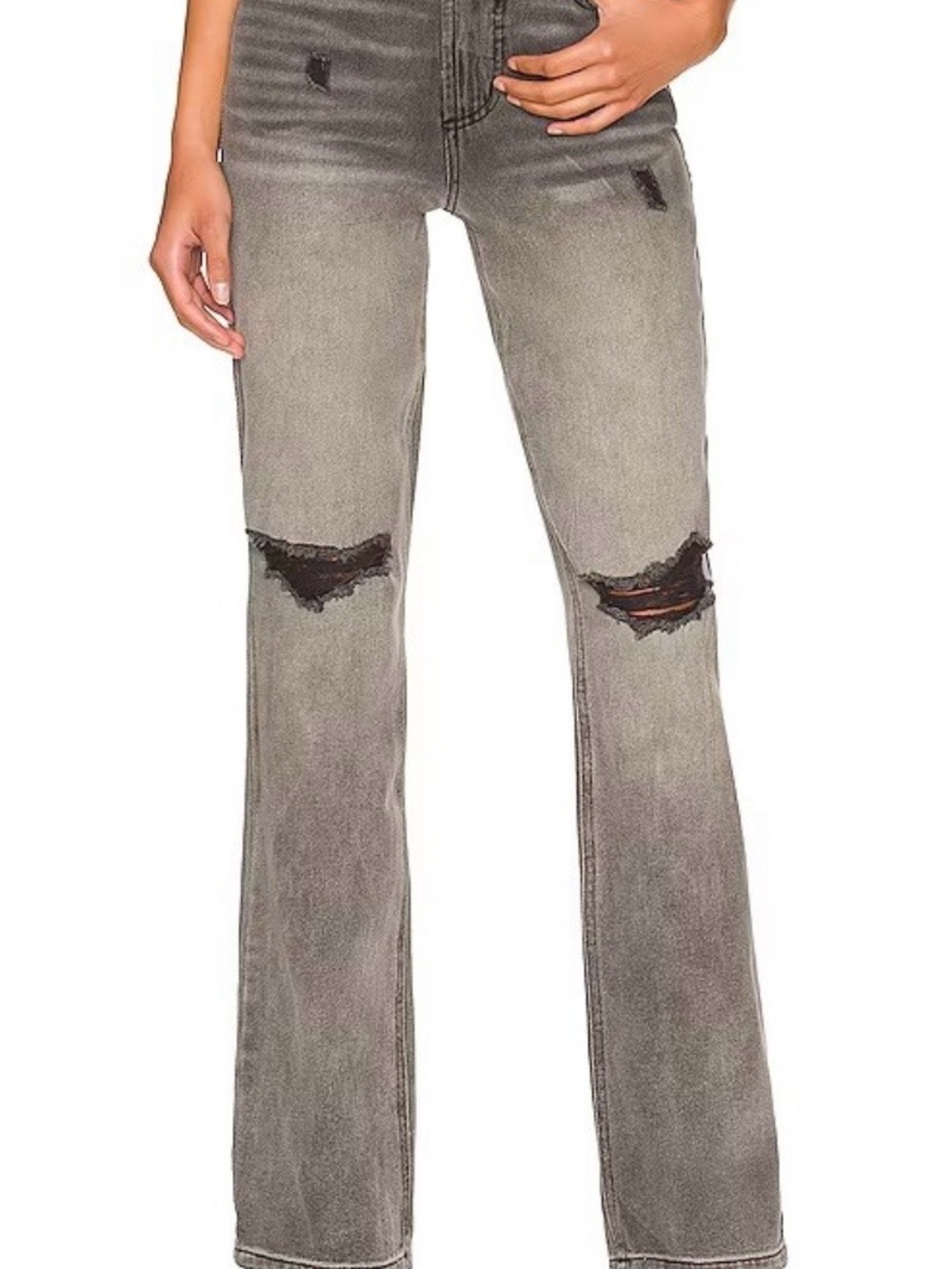 AFRM Gray Ripped Flare Jeans